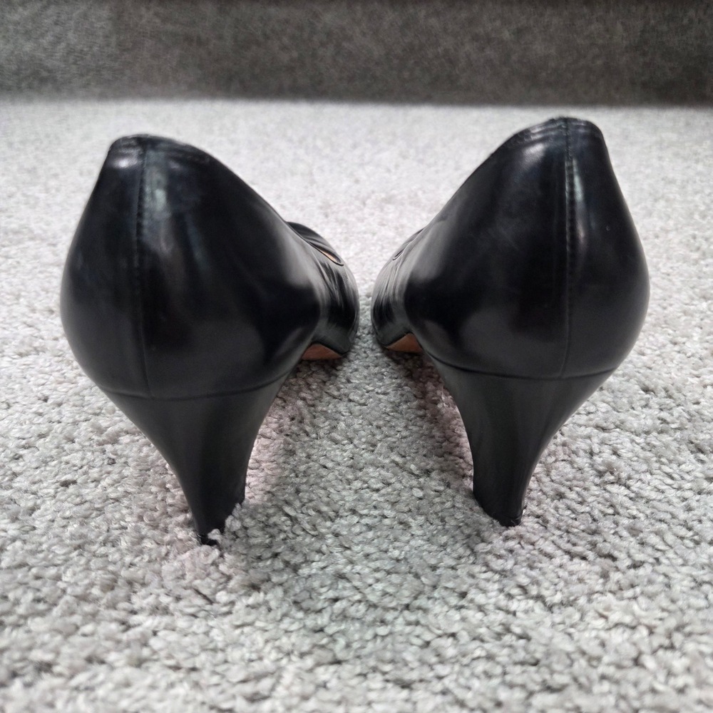Salvatore Ferragamo Black Leather Pumps Womens 6.5 AA Vintage Heels Italy Siren - Picture 5 of 11